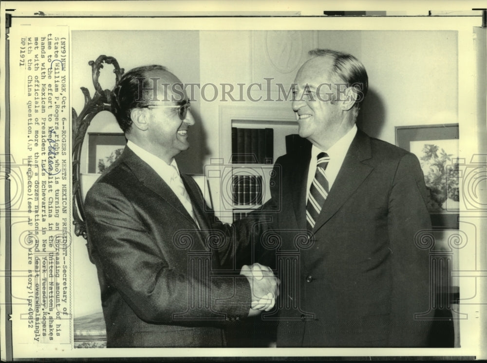 1971 Secretary of State Rogers &amp; Mexican President Echevarria in NY-Historic Images