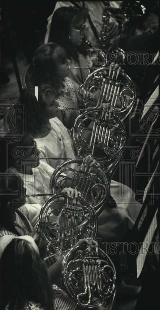1991 South Milwaukee Youth Band's French horn section - Historic Images