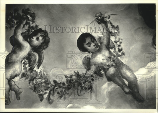 1993 Press Photo The Pfister Hotel's new lobby ceiling mural - mjb80688 - Historic Images