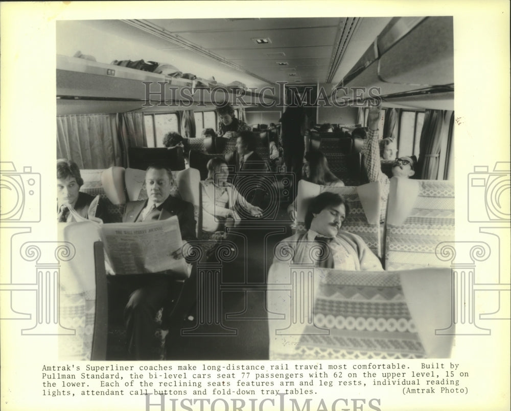 1979 Passengers relaxing on Amtrak&#39;s Superliner coach-Historic Images