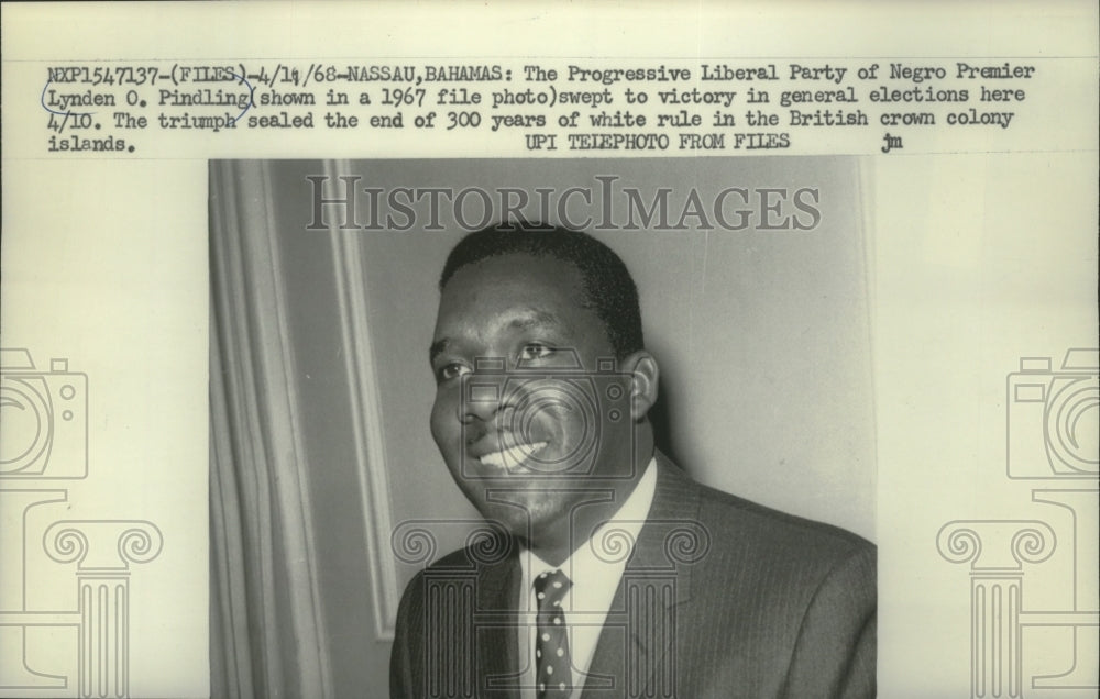 1968 Press Photo Lynden Pindling,The Progressive Liberal Party of Negro Premier - Historic Images