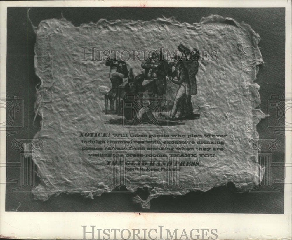 1966 Press Photo An example of printing craftsmanship displayed, Connecticut.-Historic Images