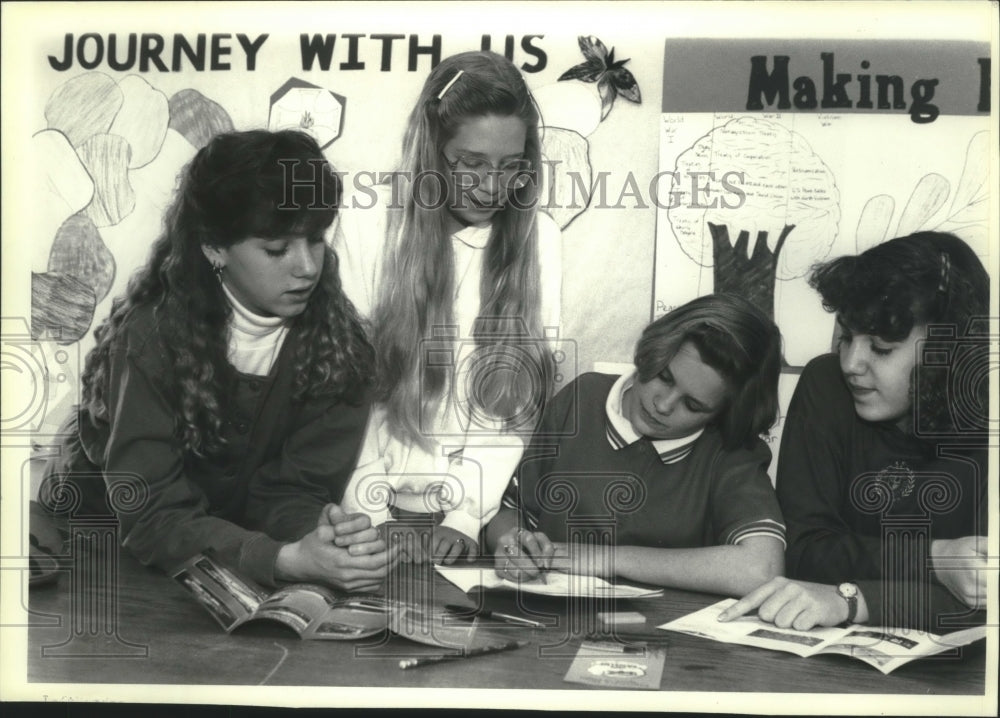 1992 St. Peter School Students design ad for Air Museum, Oshkosh - Historic Images
