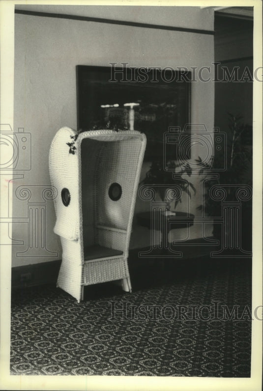 1983 Press Photo John D. Rockefeller's wicker chair - mjb82076 - Historic Images