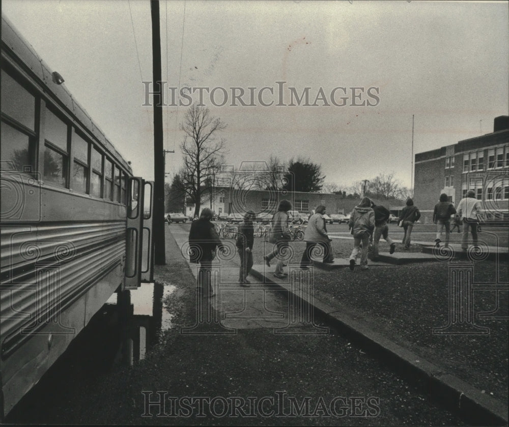 1975 Bus drops juveniles, at Camp Flambeau part of prison system-Historic Images