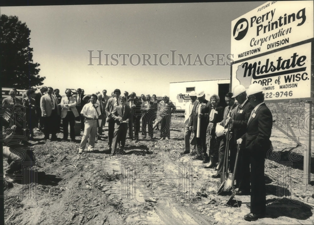 1987 Ground breaking of Perry Printing Corp, Watertown Wisconsin - Historic Images