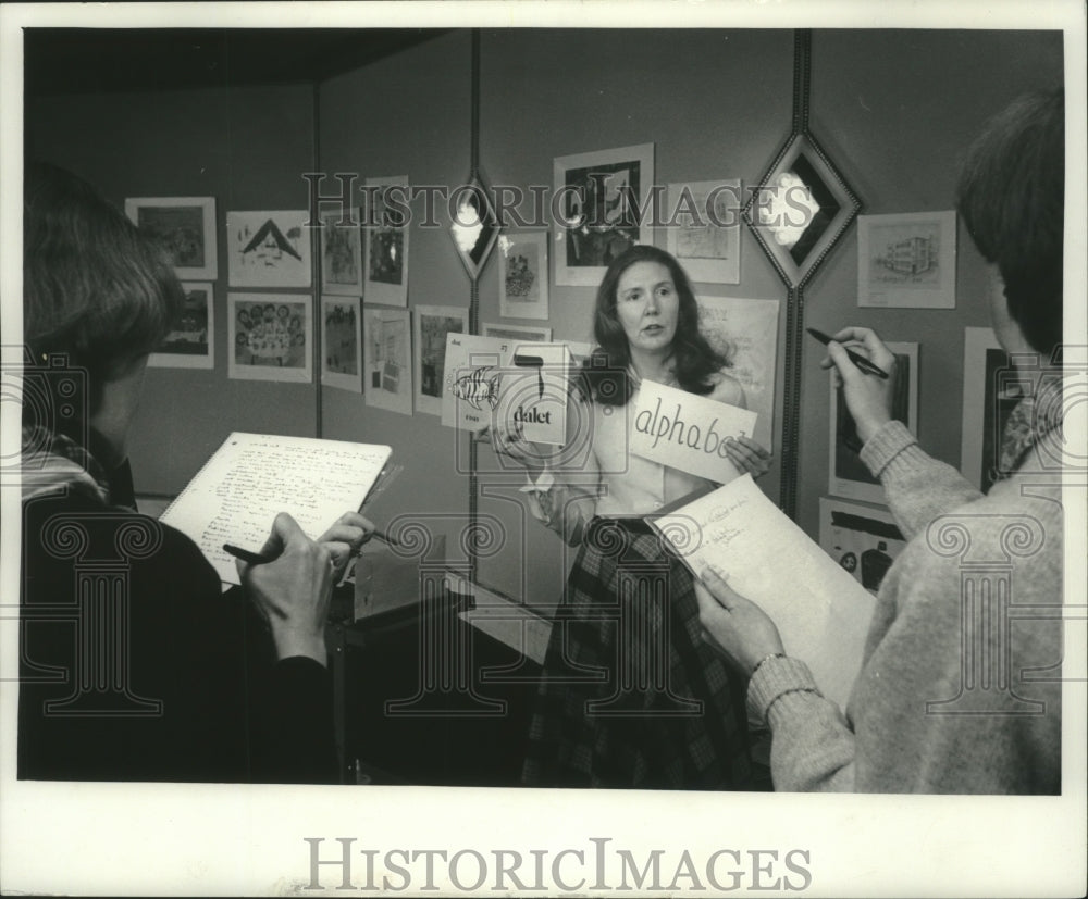 1979 Former Wisconsinite, Anne Pellowski, at Children&#39;s Art Exhibit - Historic Images