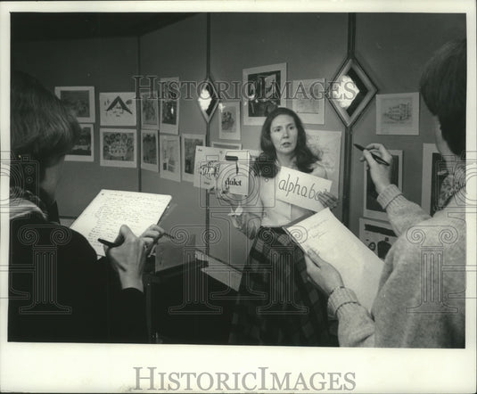 1979 Former Wisconsinite, Anne Pellowski, at Children's Art Exhibit - Historic Images