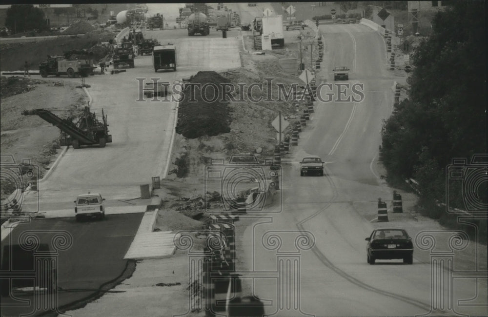 1993 Press Photo Highway J at Interstate 94 under construction in Pewaukee - Historic Images