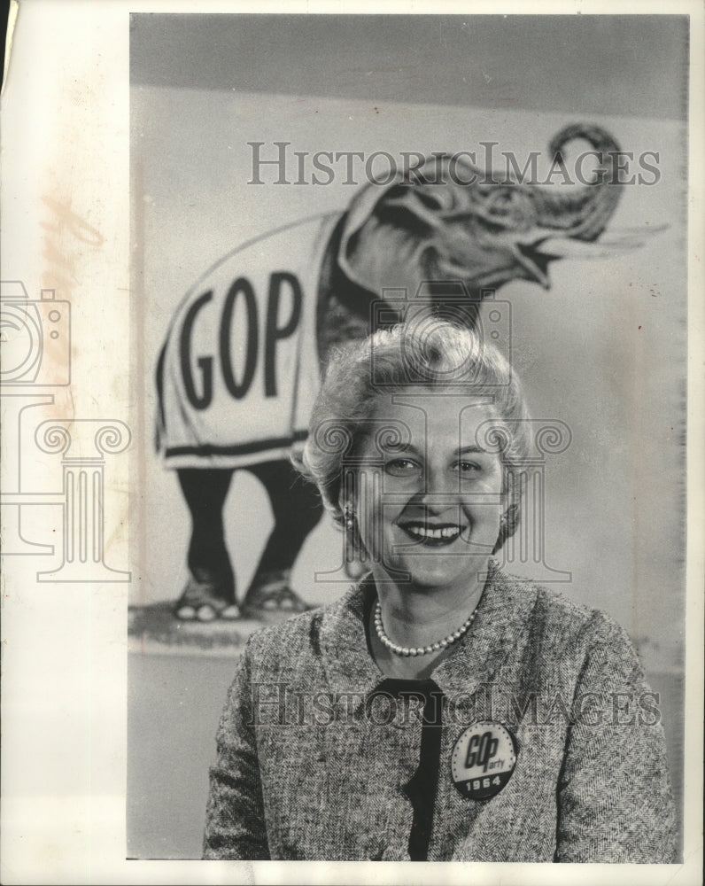 1964 Elly Peterson, in front of GOP poster candidate for US senate.-Historic Images