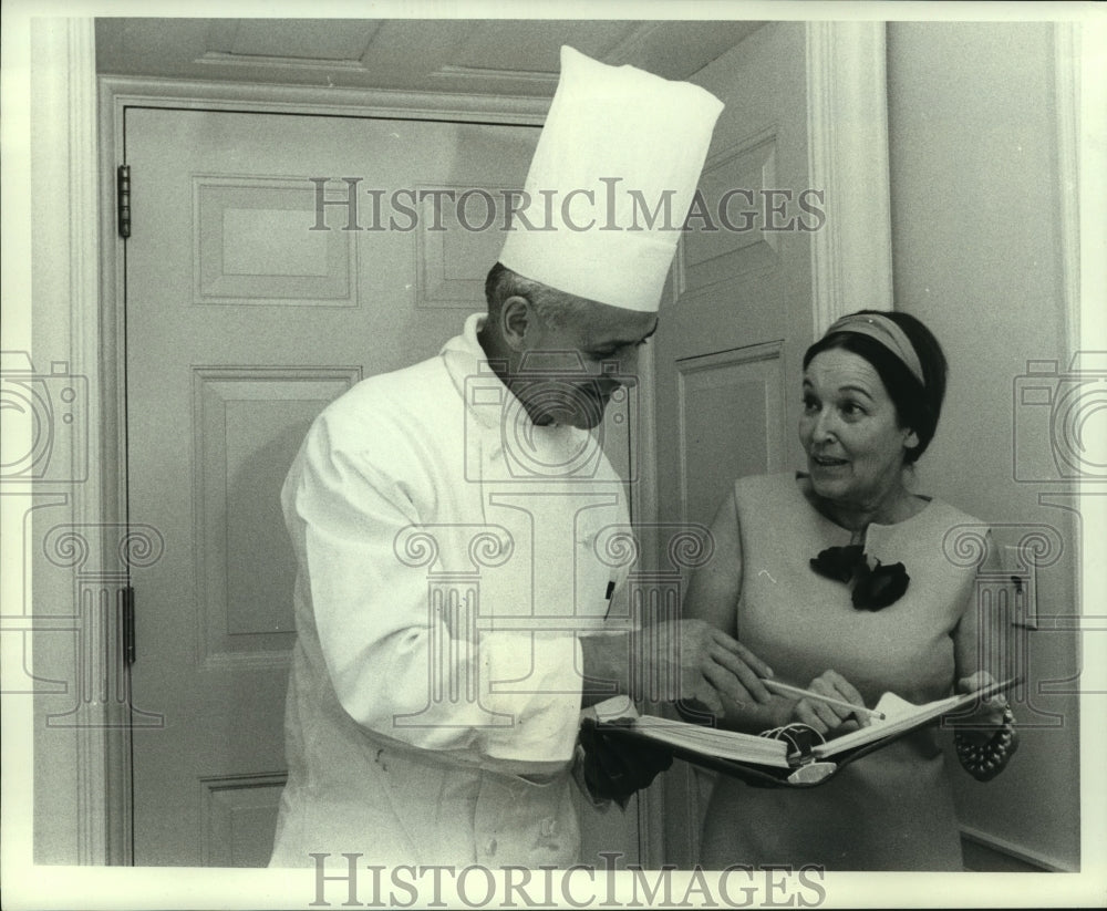 1967 Mrs. Mary Kaltman and Chef Henry Haller plan  for State Dinner.-Historic Images