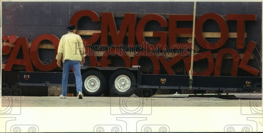 1993 Jumbled letters for the Pick 'n Save Mega Center in Greenfield-Historic Images