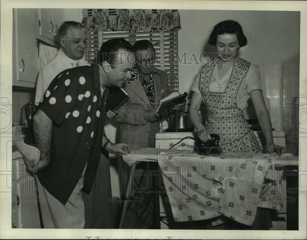 1954 Mrs. John Iverson, judged on ironing, Mrs. America contest-Historic Images