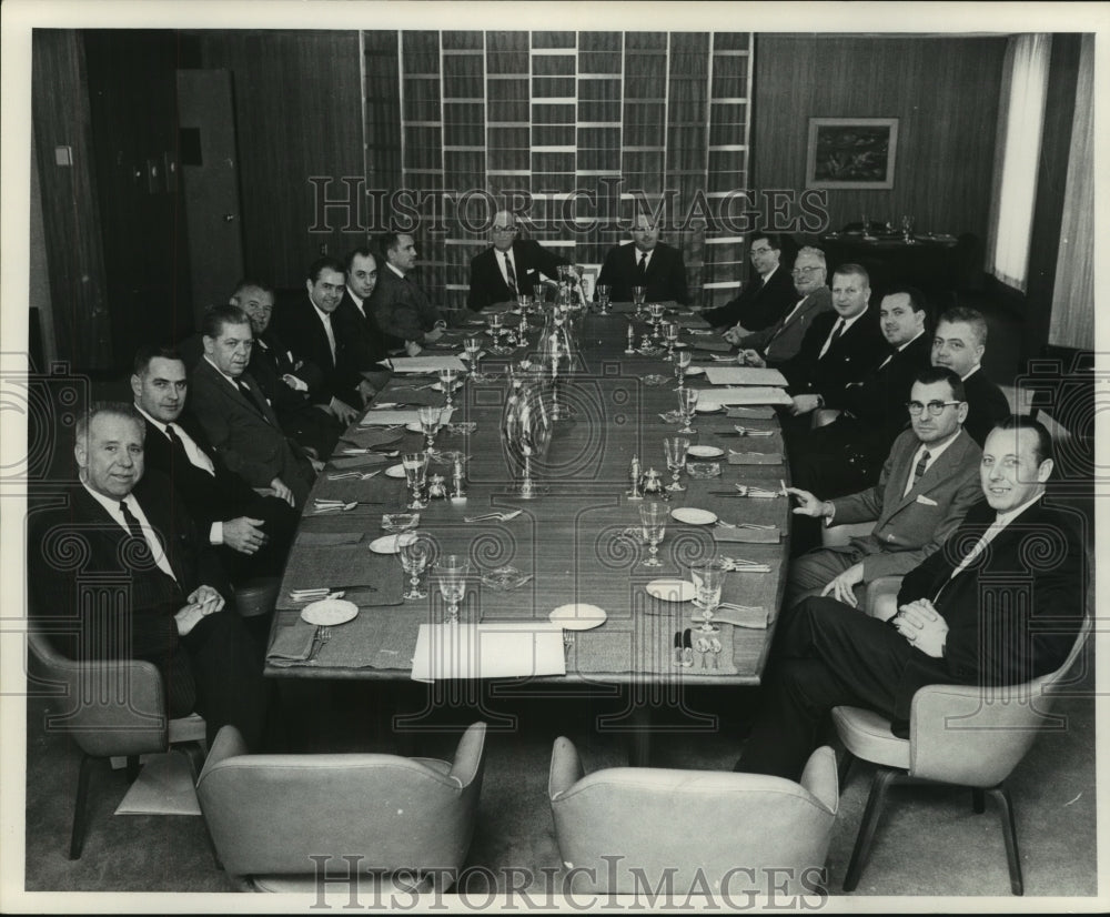 1962 Several men sitting around a large table in Journal Building.-Historic Images