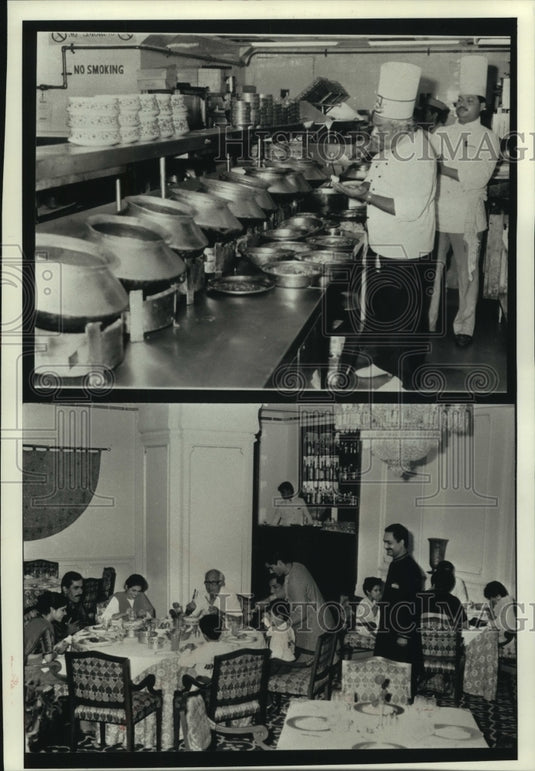 1990 The kitchen and dining room of the Maurya Sheraton Hotel, India - Historic Images