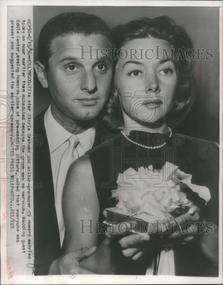 1954 Press Photo Film star Gloria Grahame &amp; writer Cy Howard married, Hollywood-Historic Images