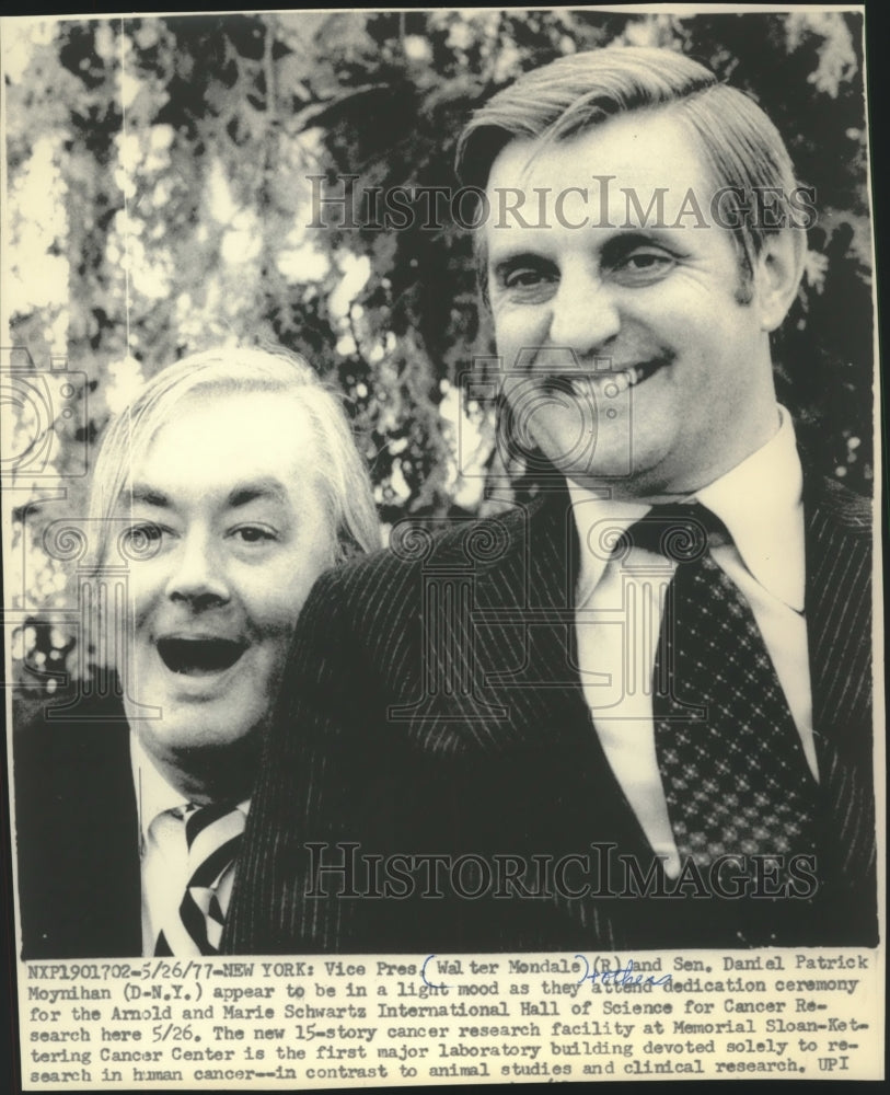 1977 Press Photo Vice President Walter Mondale and Senator Moynihan in New York - Historic Images