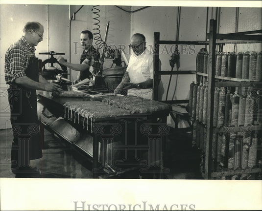 1987 House of Homemade Sausage workers on West Villard Avenue - Historic Images