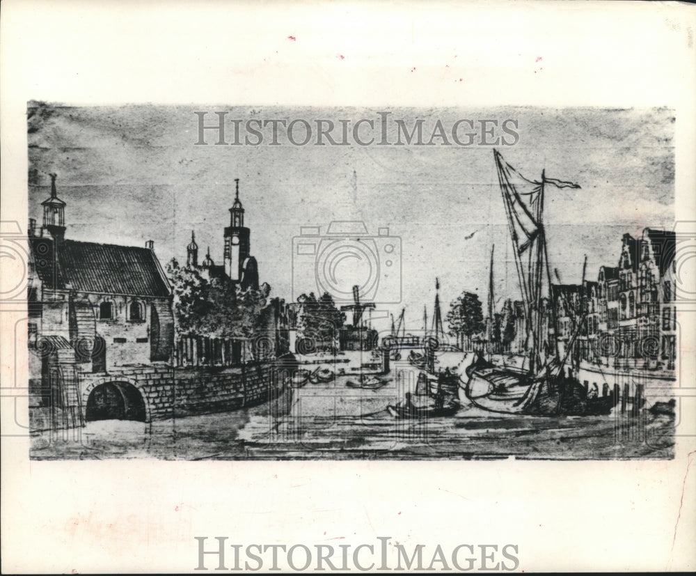 1970 Delfshaven, Netherlands as seen in 1780 drawing-Historic Images