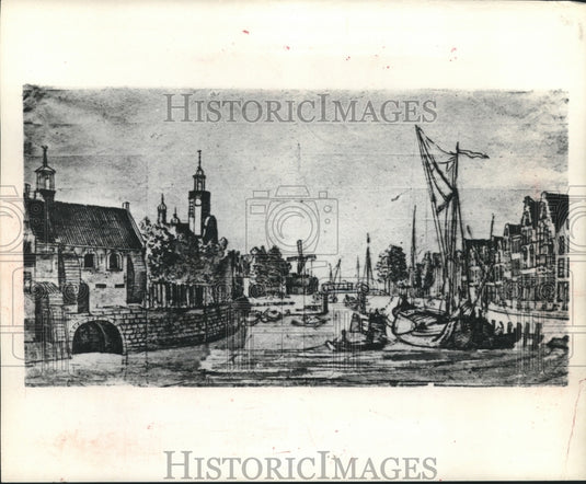 1970 Delfshaven, Netherlands as seen in 1780 drawing-Historic Images