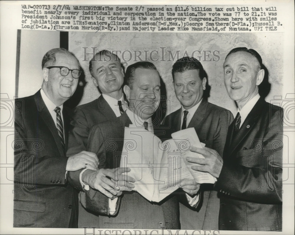 1964 Senators after $11.6 billion tax cut bill, Washington DC-Historic Images