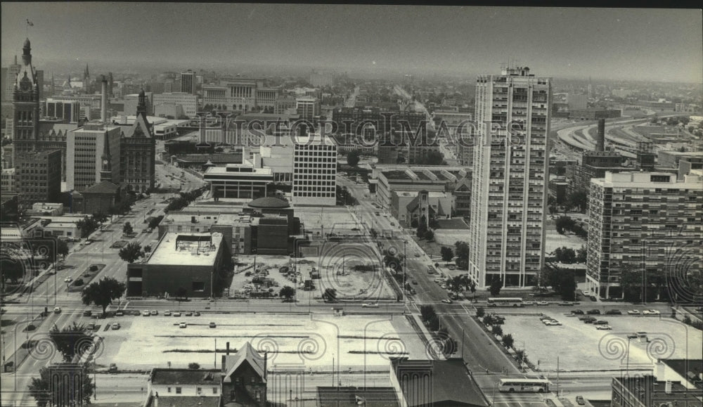 1979 View shows Milwaukee parking lots approved for redevelopment-Historic Images