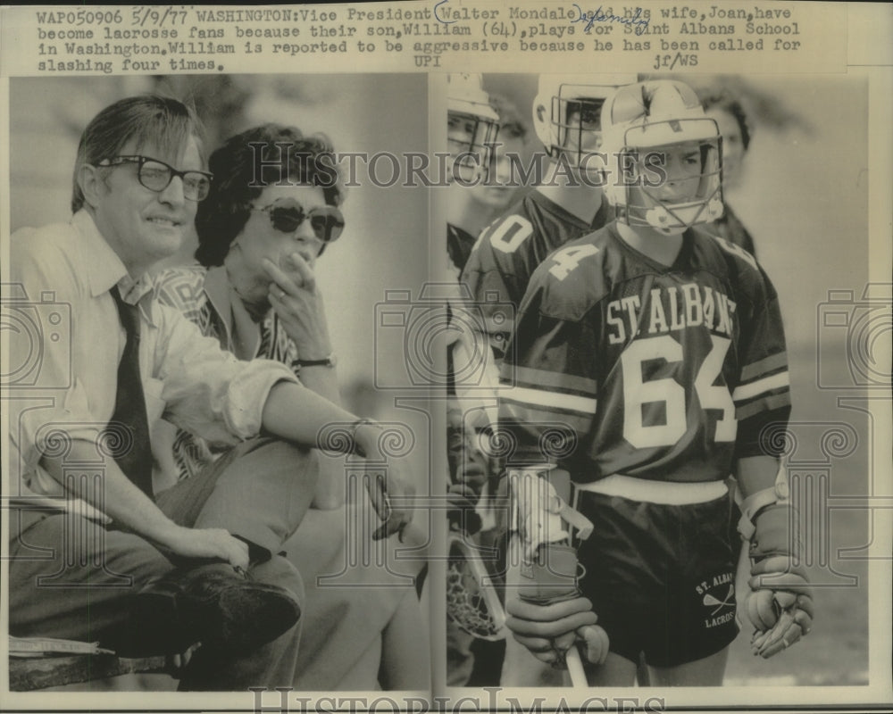 1977 Press Photo Vice President Walter Mondale and Wife at Son's Lacrosse Game - Historic Images