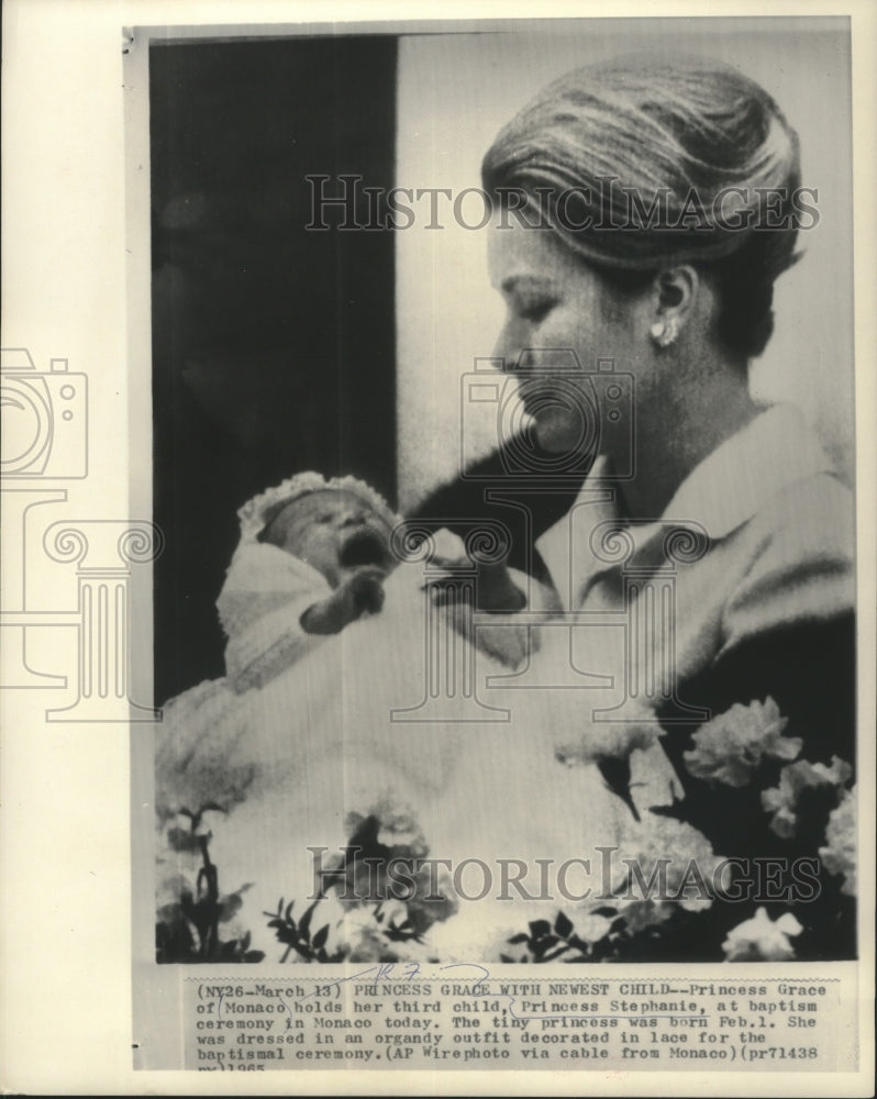 1965 Princess Grace holds Princess Stephanie at her baptism, Monaco-Historic Images