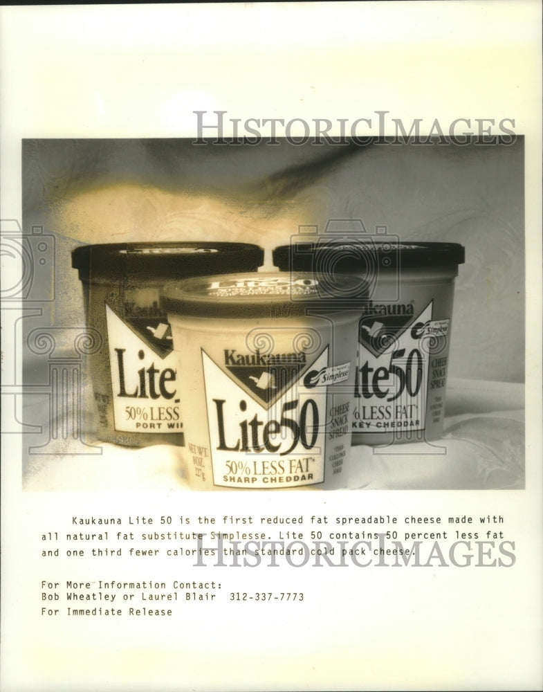 1992 Press Photo Kaukauna Lite 50 Low fat cheese spread - mjb86363 - Historic Images