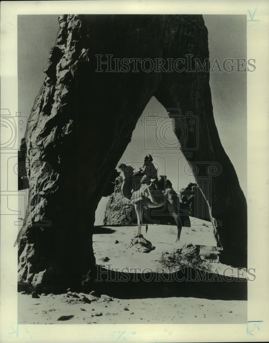 1954 Press Photo Person on camelback in Sahara Desert - mjb86606 - Historic Images