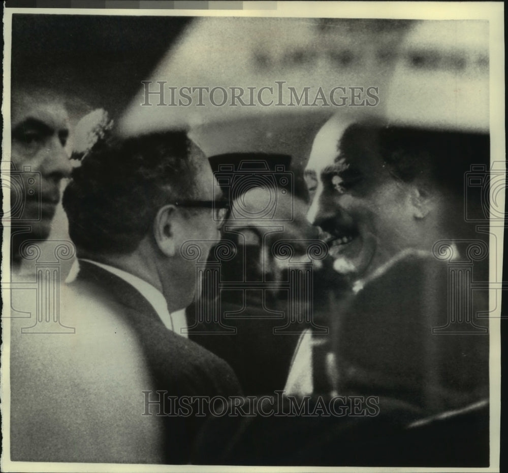 1975 Secretary of State Kissinger greets Egyptian President Sadat-Historic Images