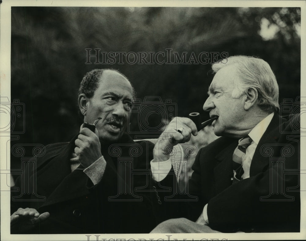 Anwar Sadat being interviewed by Walter Cronkite-Historic Images
