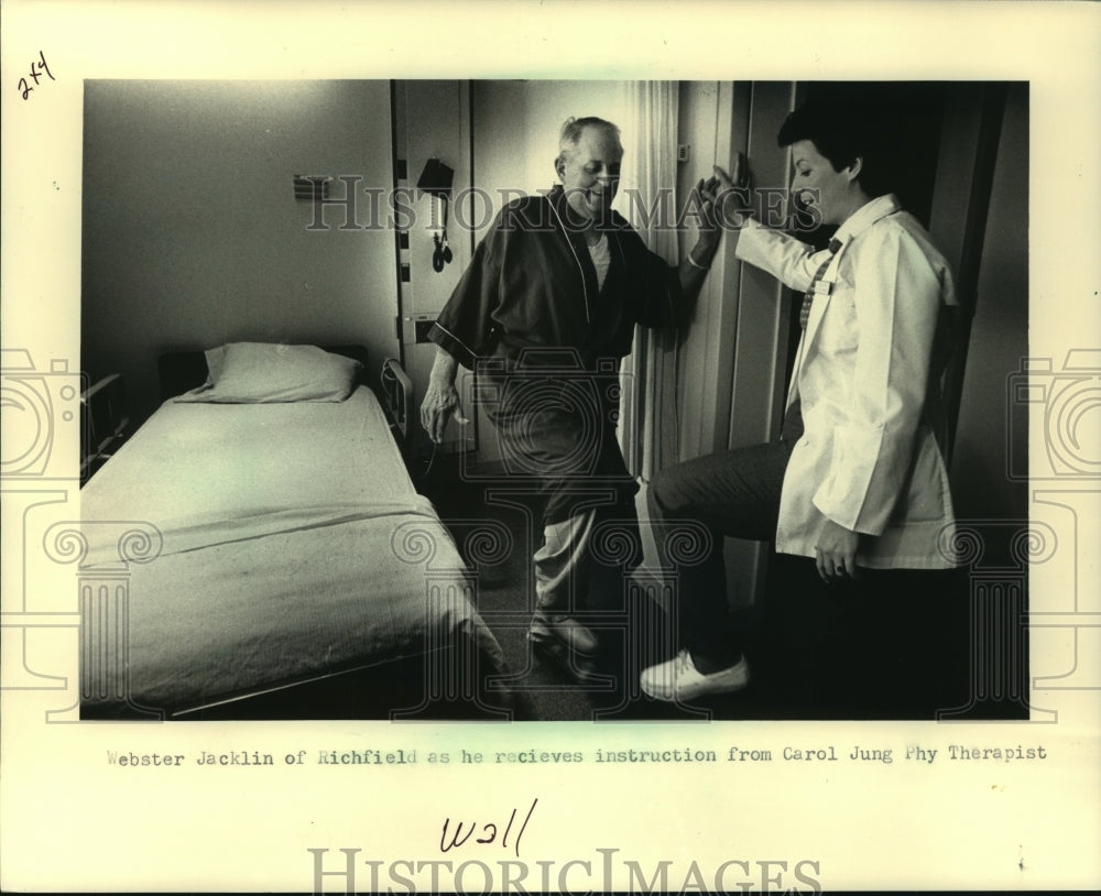 1986 Webster Jacklin got instruction from therapist Carol Jung - Historic Images
