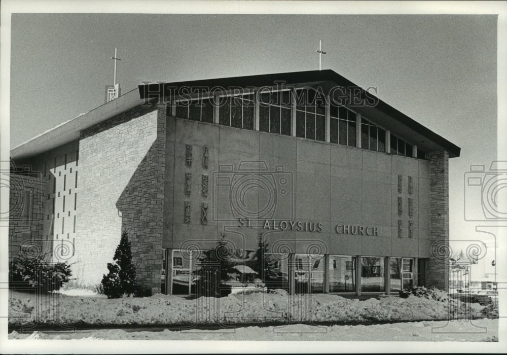 1967 Outside view of St. Aloysius Church, Miwaukee-Historic Images