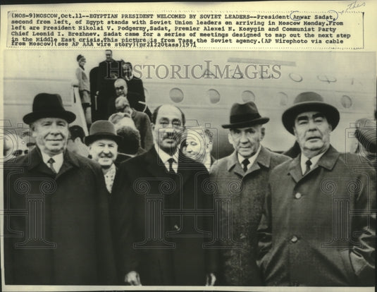 1971 Egyptian President Anwar Sadat with Soviet Leaders-Historic Images