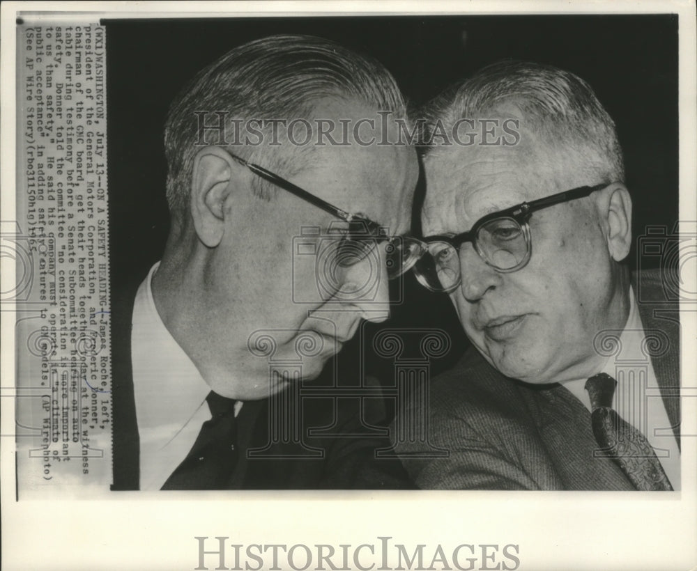 1965 James Roche and Frederic Donner at Senate auto safety hearing-Historic Images