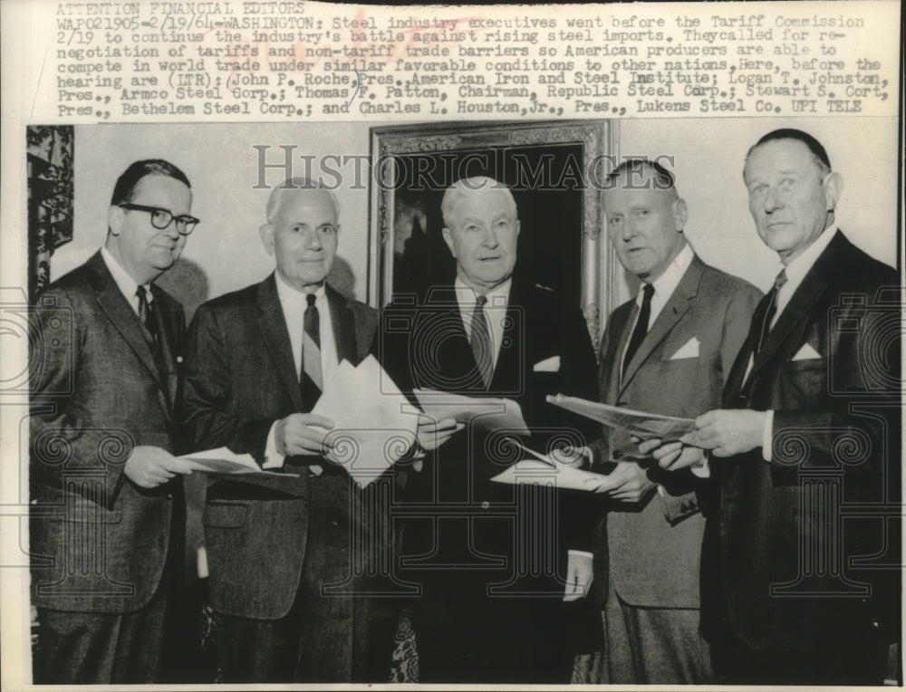 1964 Steel industry executives at Tariff Commission in Washington-Historic Images