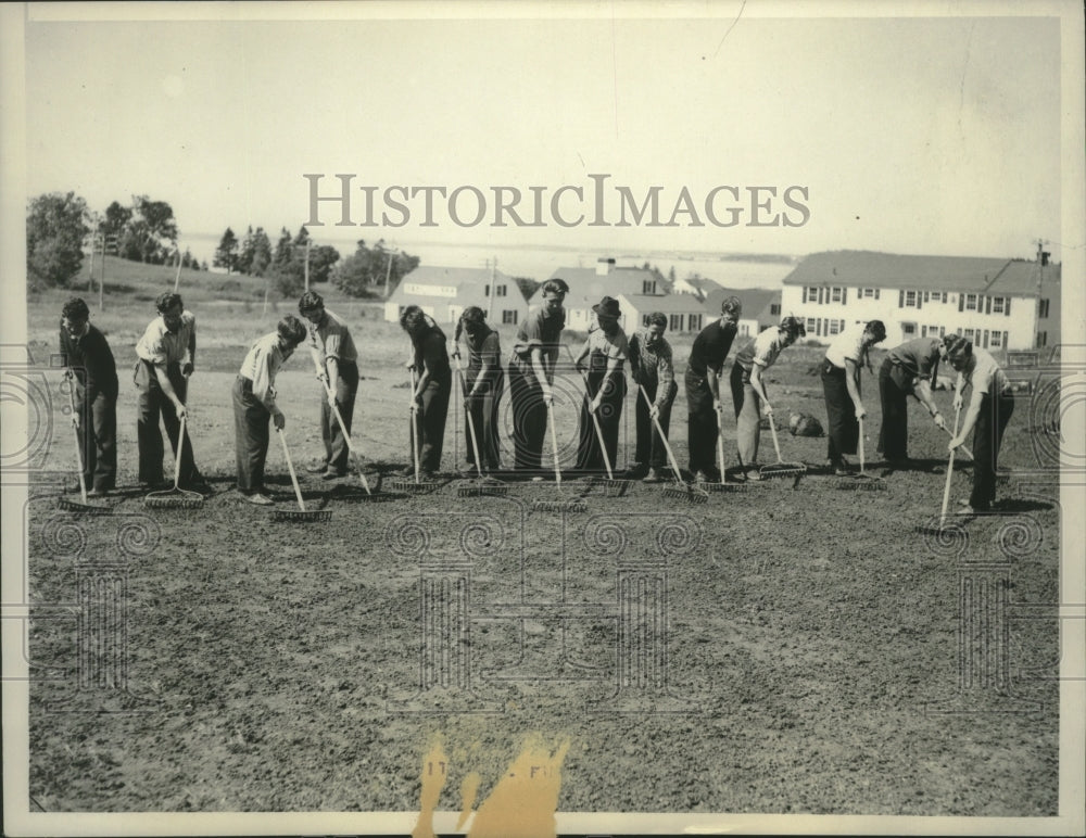 1937 Press Photo Working on site of new baseball diamond, Quoddy Village, Maine-Historic Images