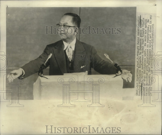 1951 Press Photo Carlos Romulo, Philippine delegate to Japanese peace treaty-Historic Images