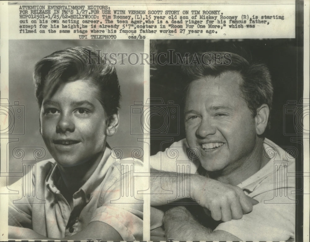 1962 Press Photo Mickey and Tim Rooney - mjb88205- Historic Images