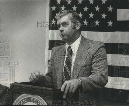 1975 Joseph Robison, new Director District 48 standing at podium.-Historic Images