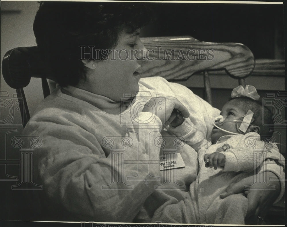1991 St. Joseph Hospital Pam Zorbini, and baby Salena Green-Historic Images