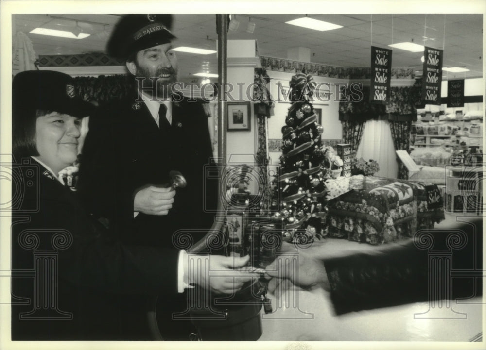 1994 Salvation Army members at Southridge Shopping Center, Greendale - Historic Images