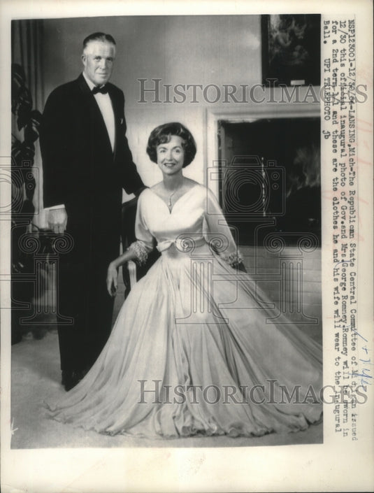 1964 Press Photo Inaugural photo of Michigan Governor and Mrs. George Romney-Historic Images