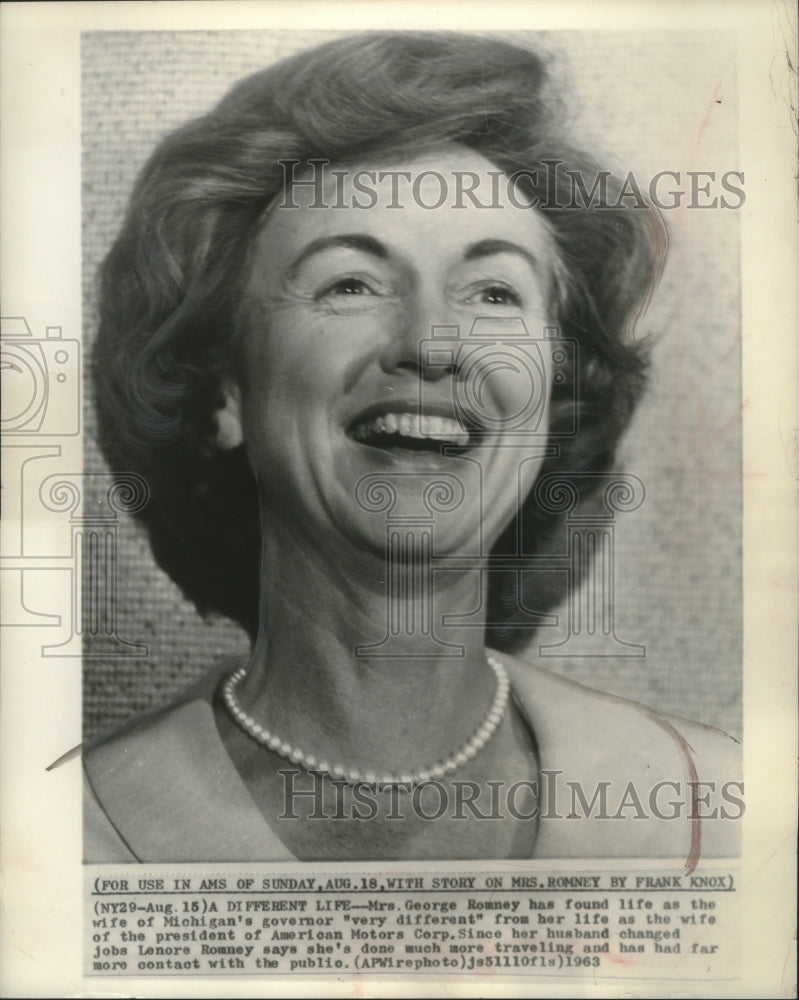 1963 Press Photo Mrs. George Romney&#39;s life is very different as governor&#39;s wife-Historic Images