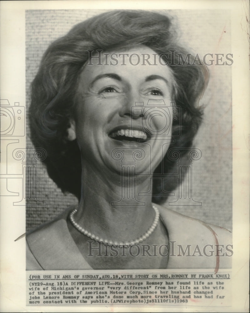 1963 Press Photo Mrs. George Romney's life is very different as governor's wife-Historic Images