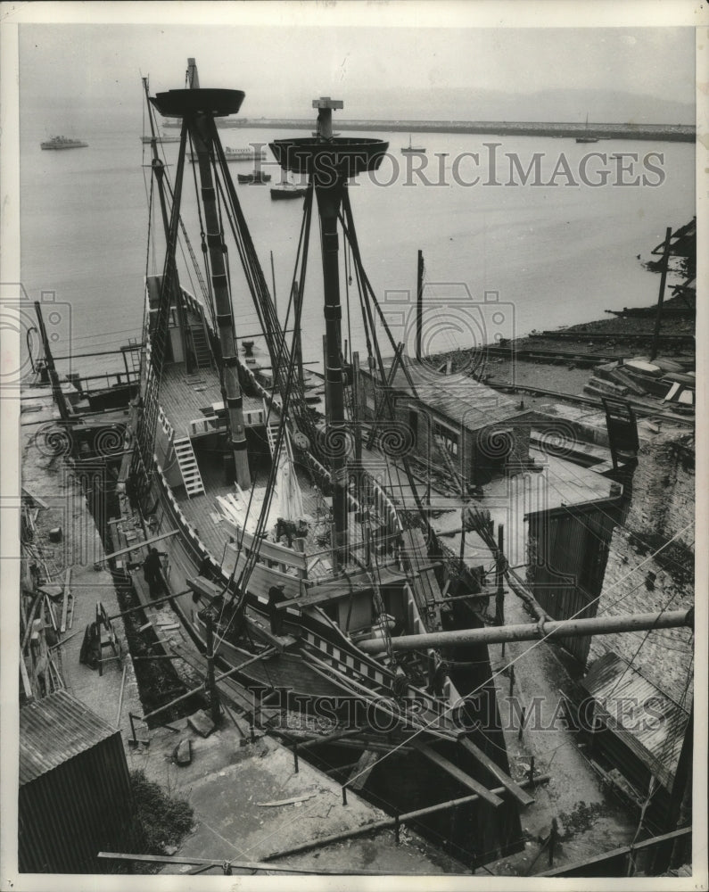 1957 View of the nearly completed Mayflower II at Brixham, England.-Historic Images