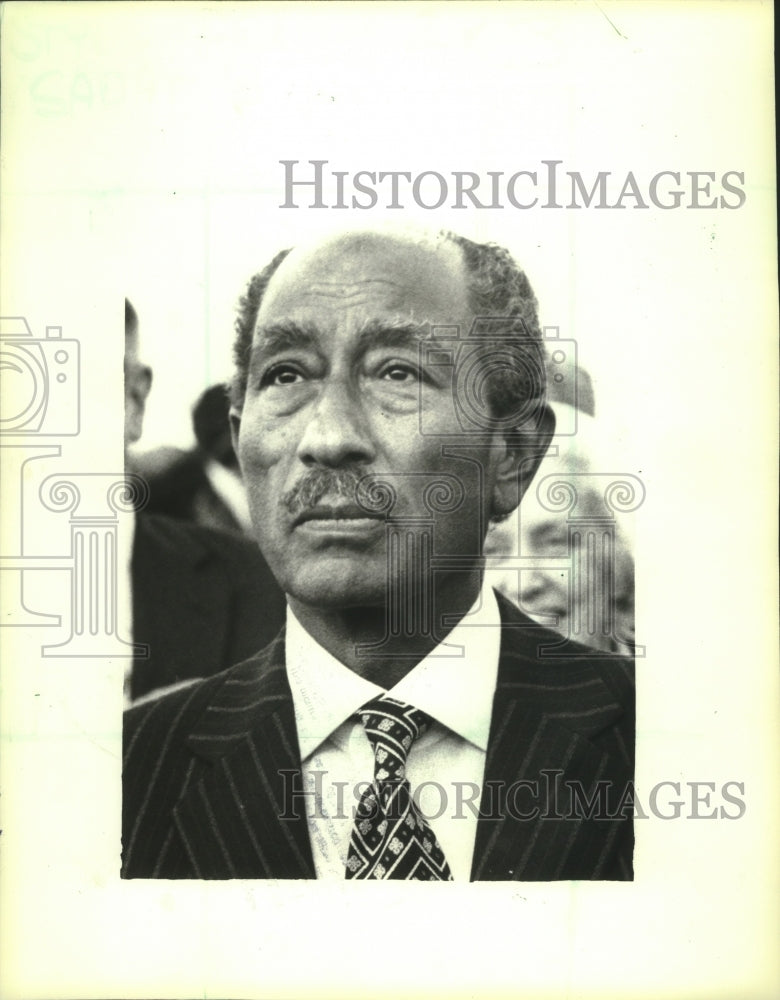 1979 Egyptian President Sadat at airport in Cairo-Historic Images