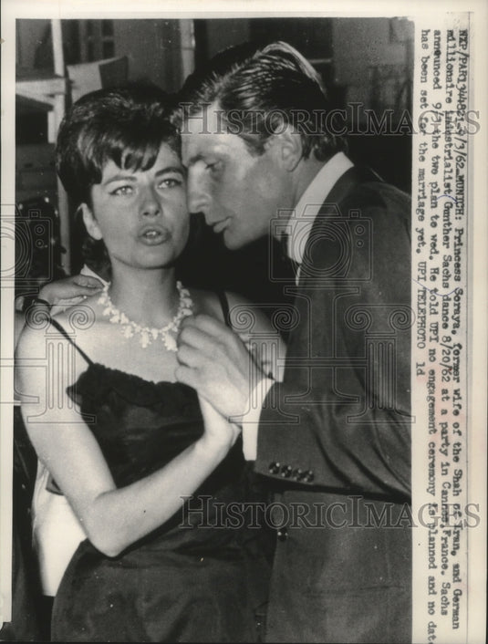 1962 Press Photo Princess Soraya and German industrialist Gunther Sachs, Munich-Historic Images