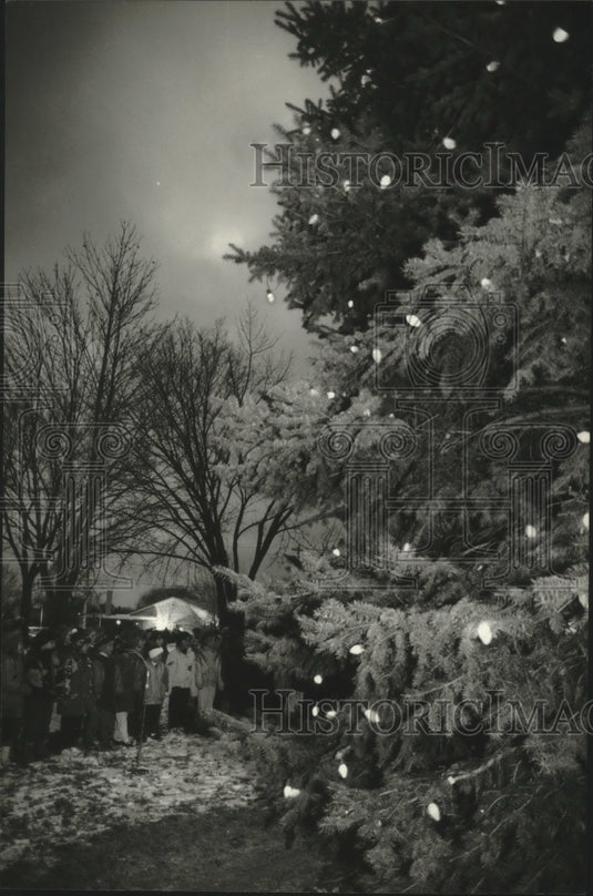 1993 St. John Vianney school carolers, outside Brookfield City Hall - Historic Images
